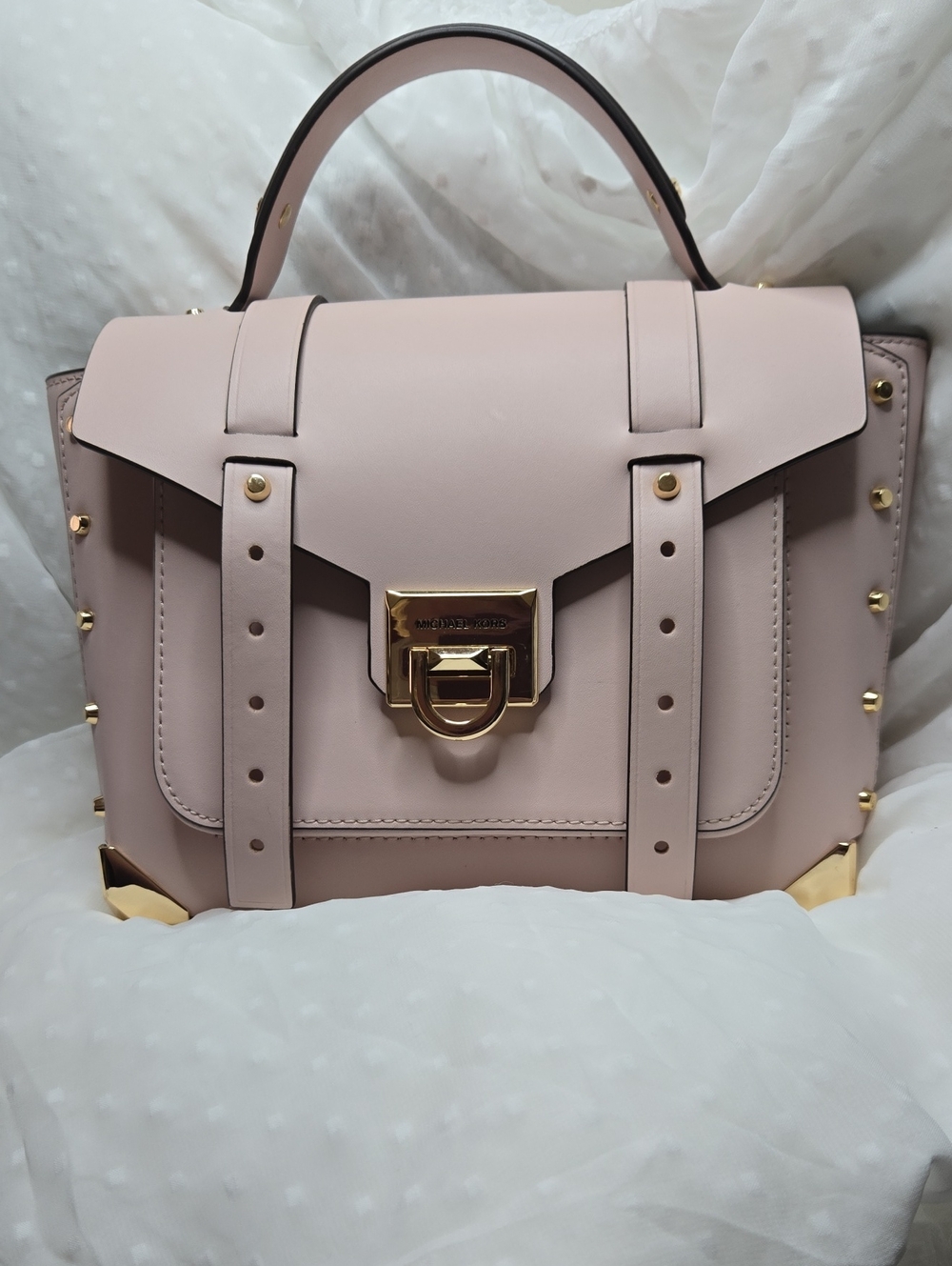 Michael Kors Blush Pink Manhattan Satchel with Gold Hardware